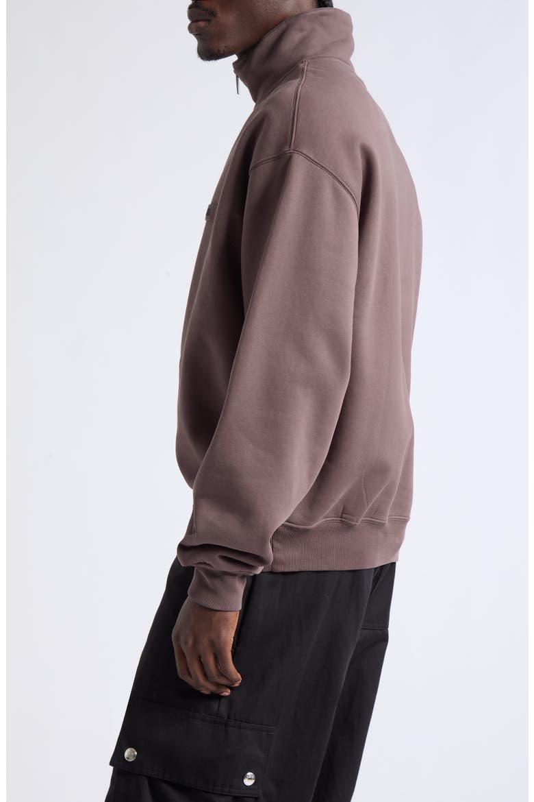 Le Camionneur Gros Grain Half Zip Fleece Sweatshirt, Alternate, color, BROWN
