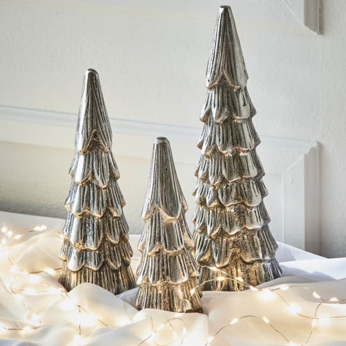 Tag Silver Cast Aluminum Tree Decor Holiday Sculpture Christmas In Silver