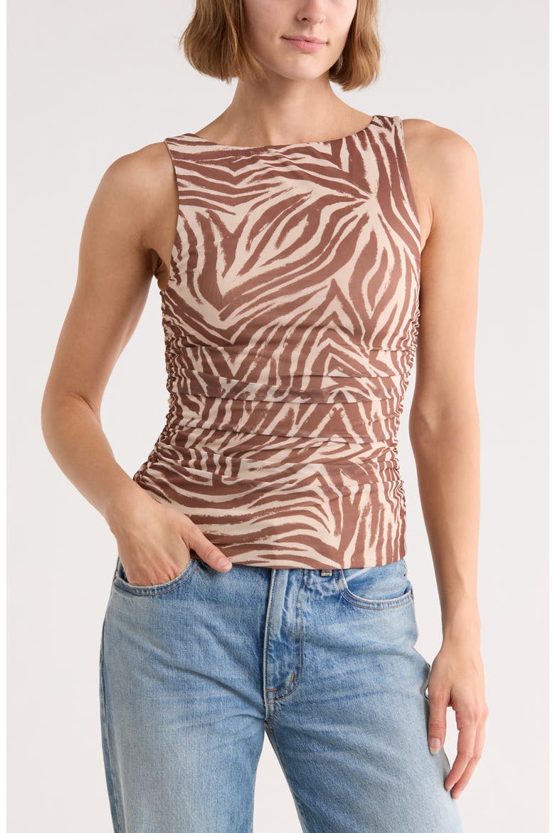 Zola Boat Neck Sleeveless Mesh Top, Main, color, BRUSHED ZEBRA