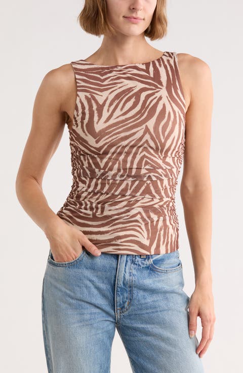 Zola Boat Neck Sleeveless Mesh Top