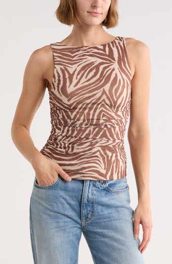 AFRM LOS ANGELES Zola Boat Neck Sleeveless Mesh Top
