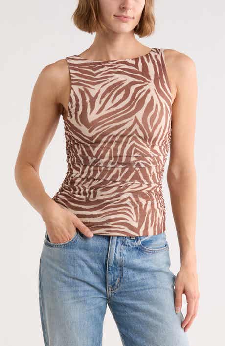 AFRM LOS ANGELES Zola Boat Neck Sleeveless Mesh Top