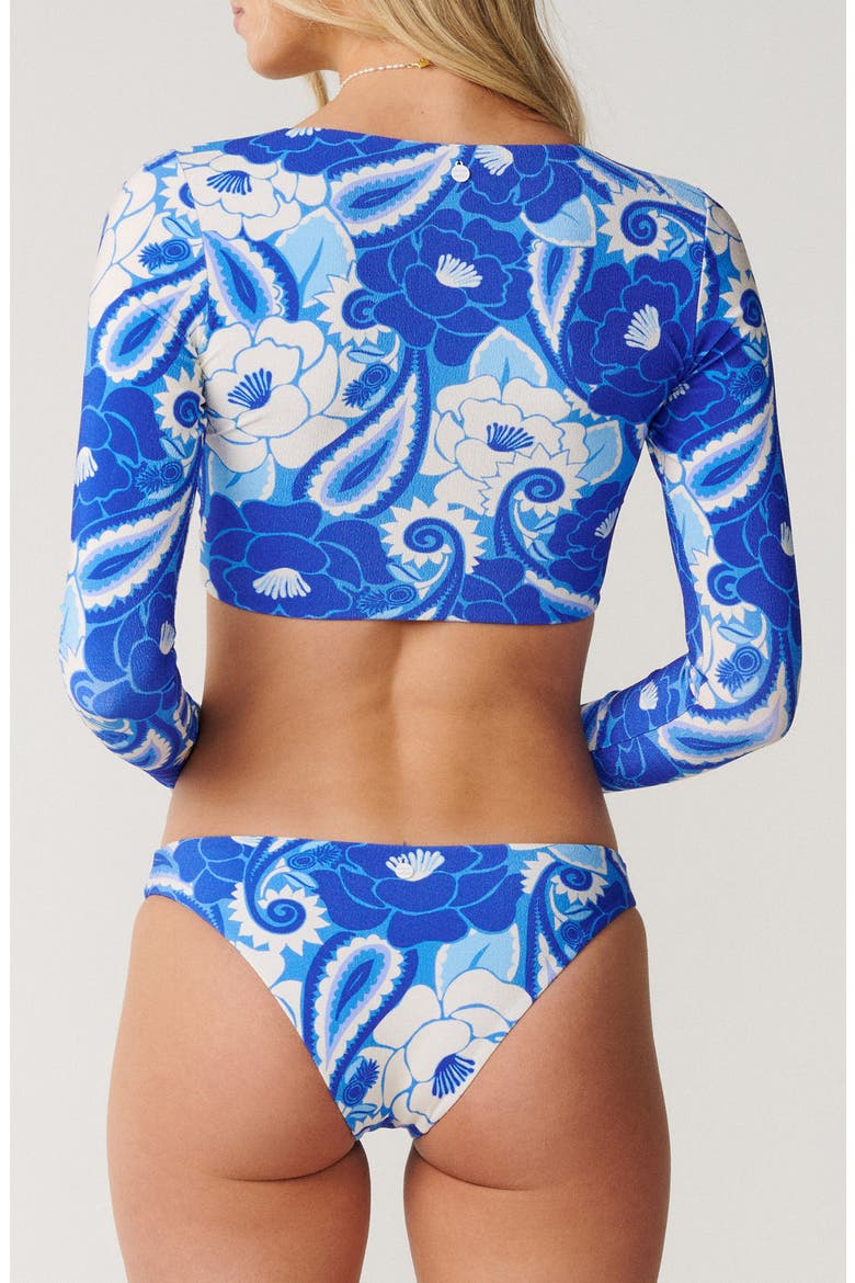 Groove Crop Long Sleeve Rashguard, Alternate, color, TROPICAL GROOVE