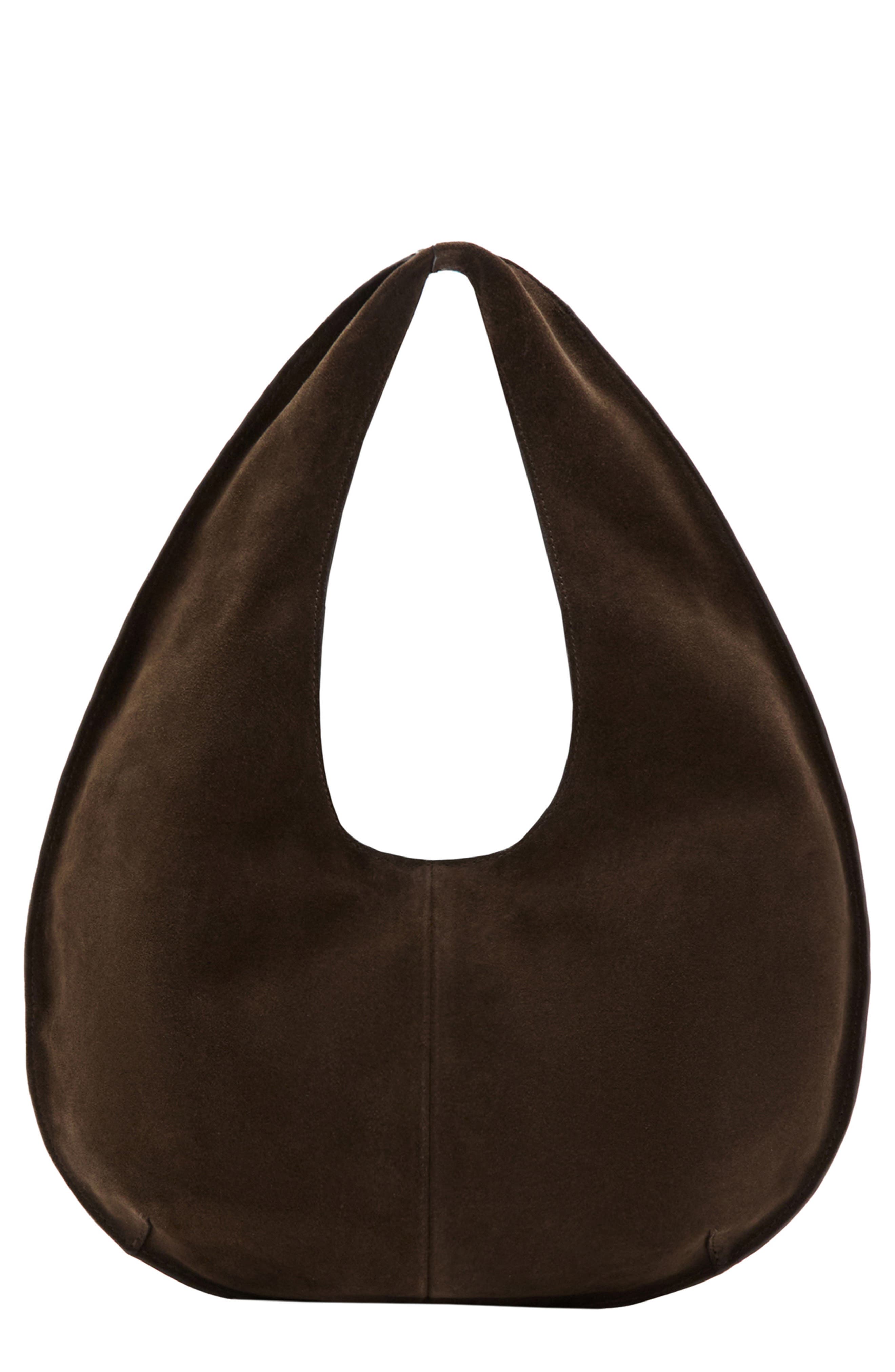 Small Leather Hobo Bag, Main, color, CHOCOLATE