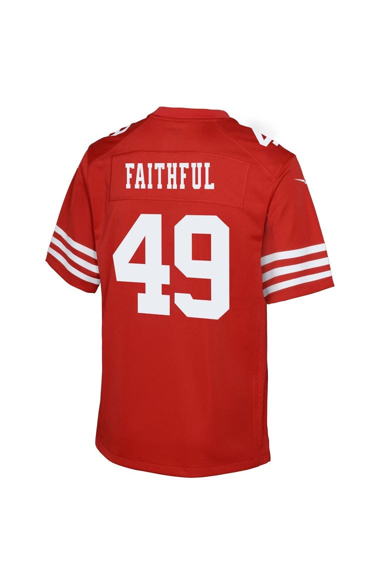 Youth Nike The Faithful Scarlet San Francisco 49ers Team Game Jersey, Alternate, color, Scarlet