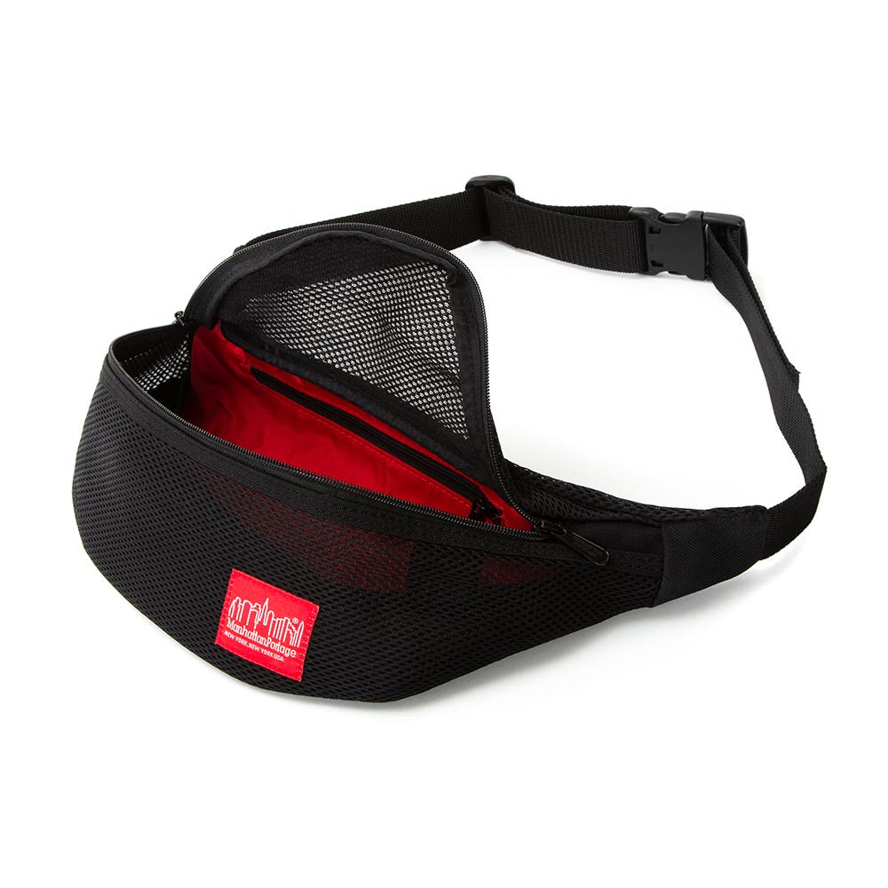 Manhattan Portage Mesh Brooklyn Bridge Belt Bag, Alternate, color, Black