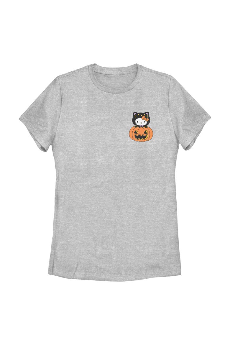 Women's Hello Kitty Halloween Pumpkin and Kitty Pocket  Graphic T-Shirt, Main, color, Athletic Heather