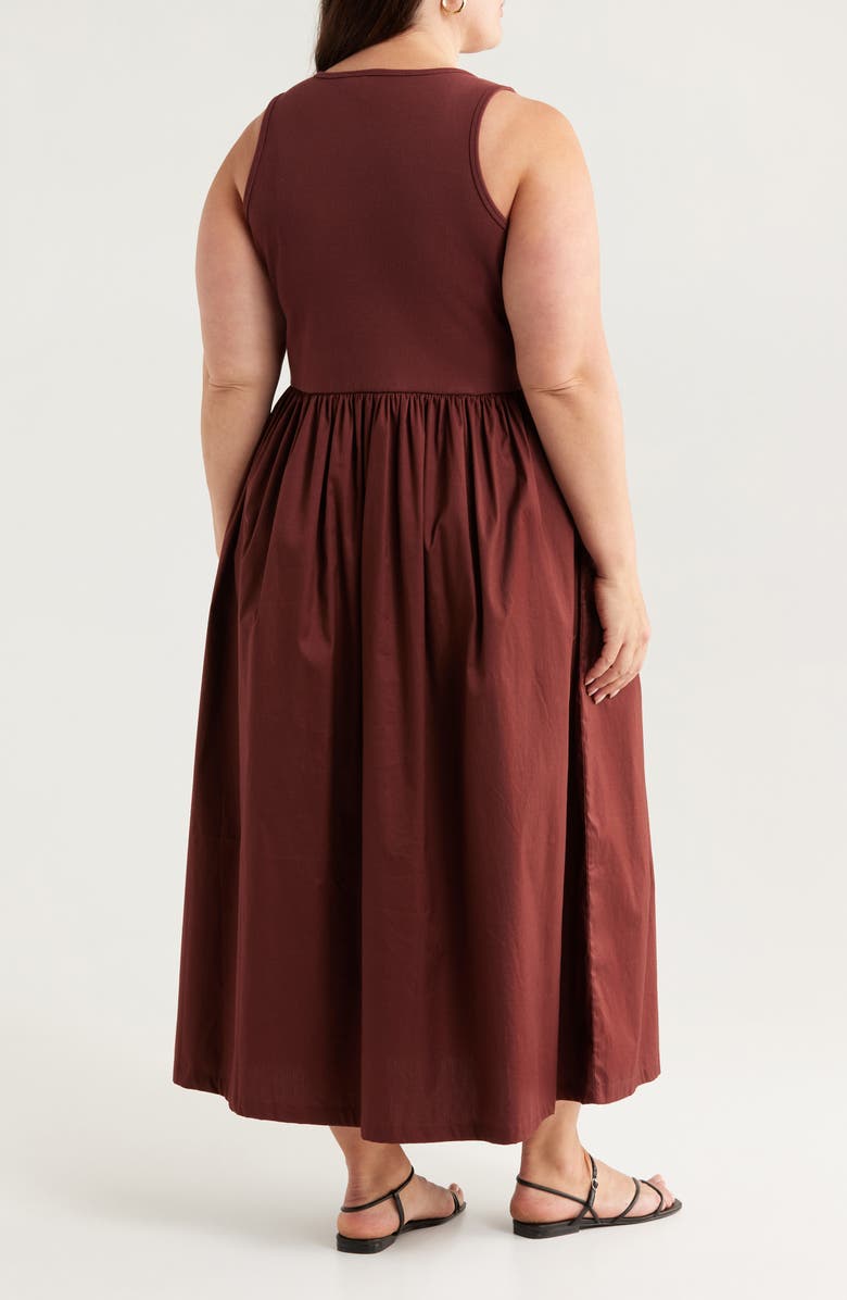 Nordstrom Mixed Media Stretch Cotton Tank Maxi Dress, Alternate, color, Brown Raisin