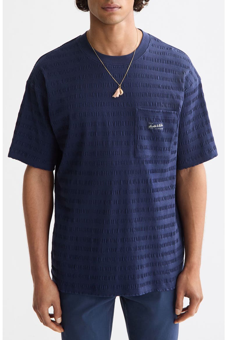 Texture Stripe T-Shirt, Main, color, PEACOAT