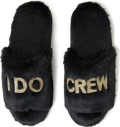 Dearfoams Lane Bridal I Do Fuzzy Slide Slipper