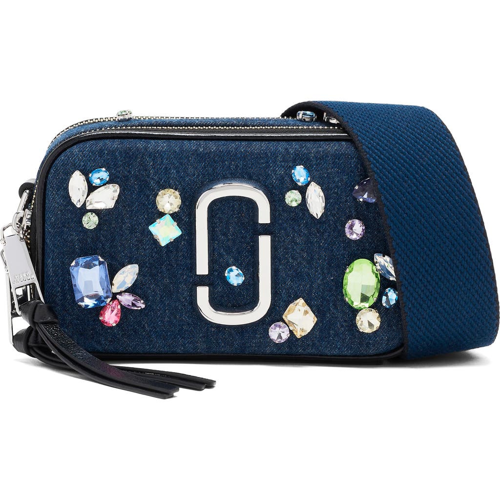 Marc Jacobs The Gem Denim Snapshot Crossbody Bag In Purple