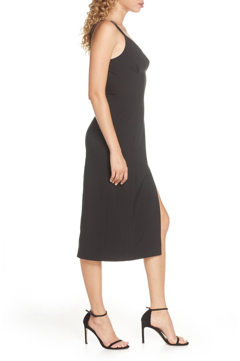 Victoria Dual Strap Midi Dress, Alternate, color, BLACK