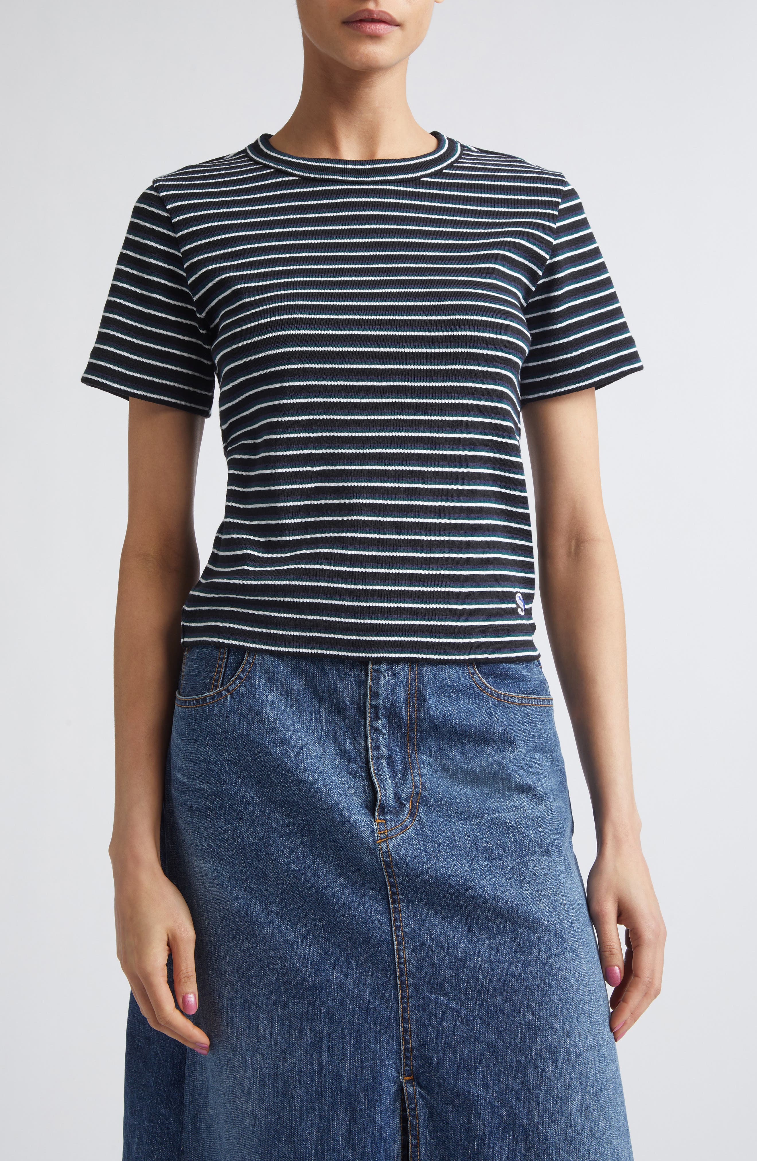 Sacai Mixed Media Cotton Jersey & Satin Pocket T-Shirt | Nordstrom