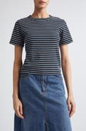 Sacai Stripe Rib Cotton T-Shirt