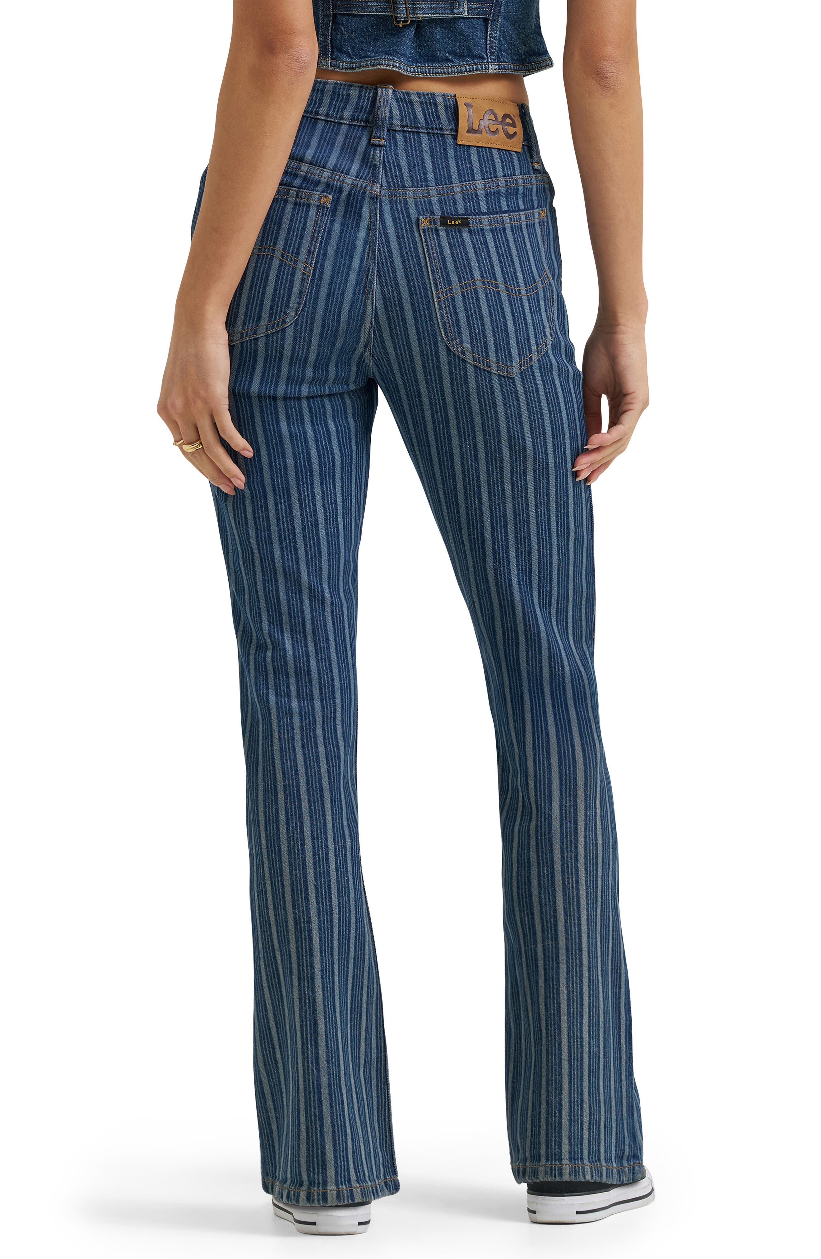 Stripe Mid Rise Bootcut Jeans - image 2