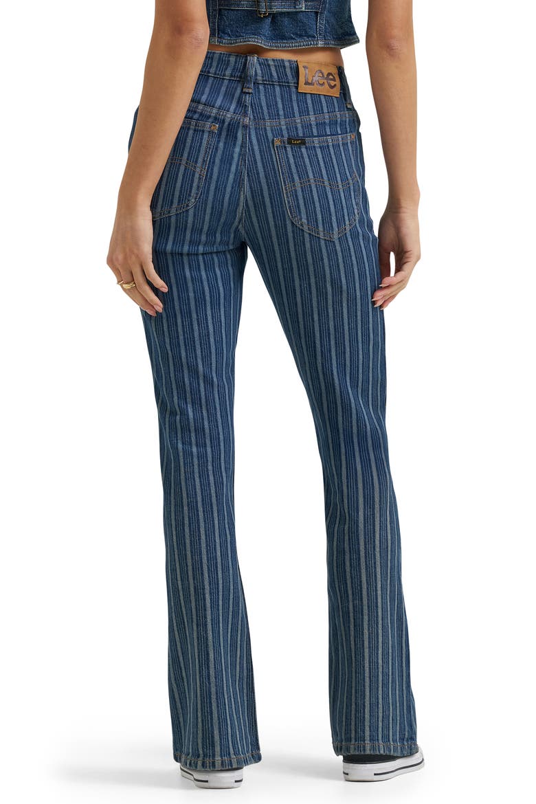 Stripe Mid Rise Bootcut Jeans, Alternate, color, SONIC SPEED