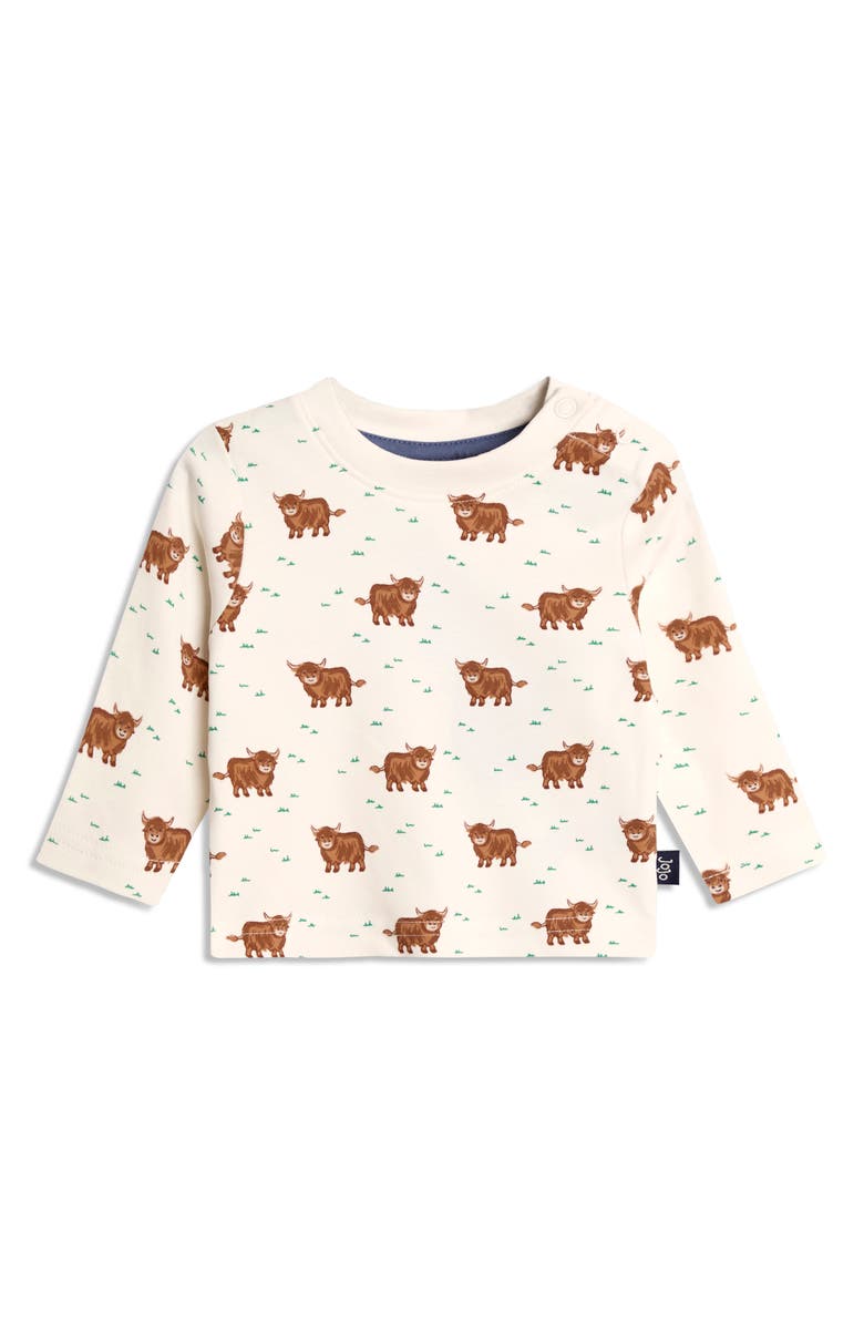 JOJO MAMAN BEBE Highland Cow Print T-Shirt & Appliqué Overalls Set, Alternate, color, Khaki