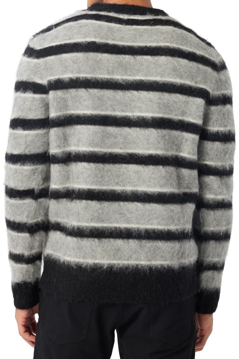 Stripe Mohair & Wool Blend Crewneck Sweater, Alternate, color, BLACK