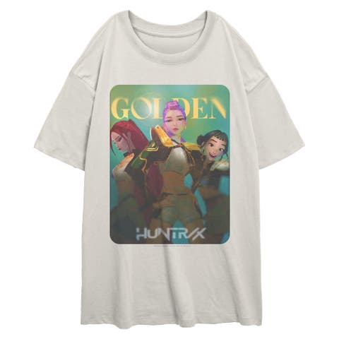 Junior's Huntrix Girls' Golden Photocard Short Sleeve Oversized T-shirt