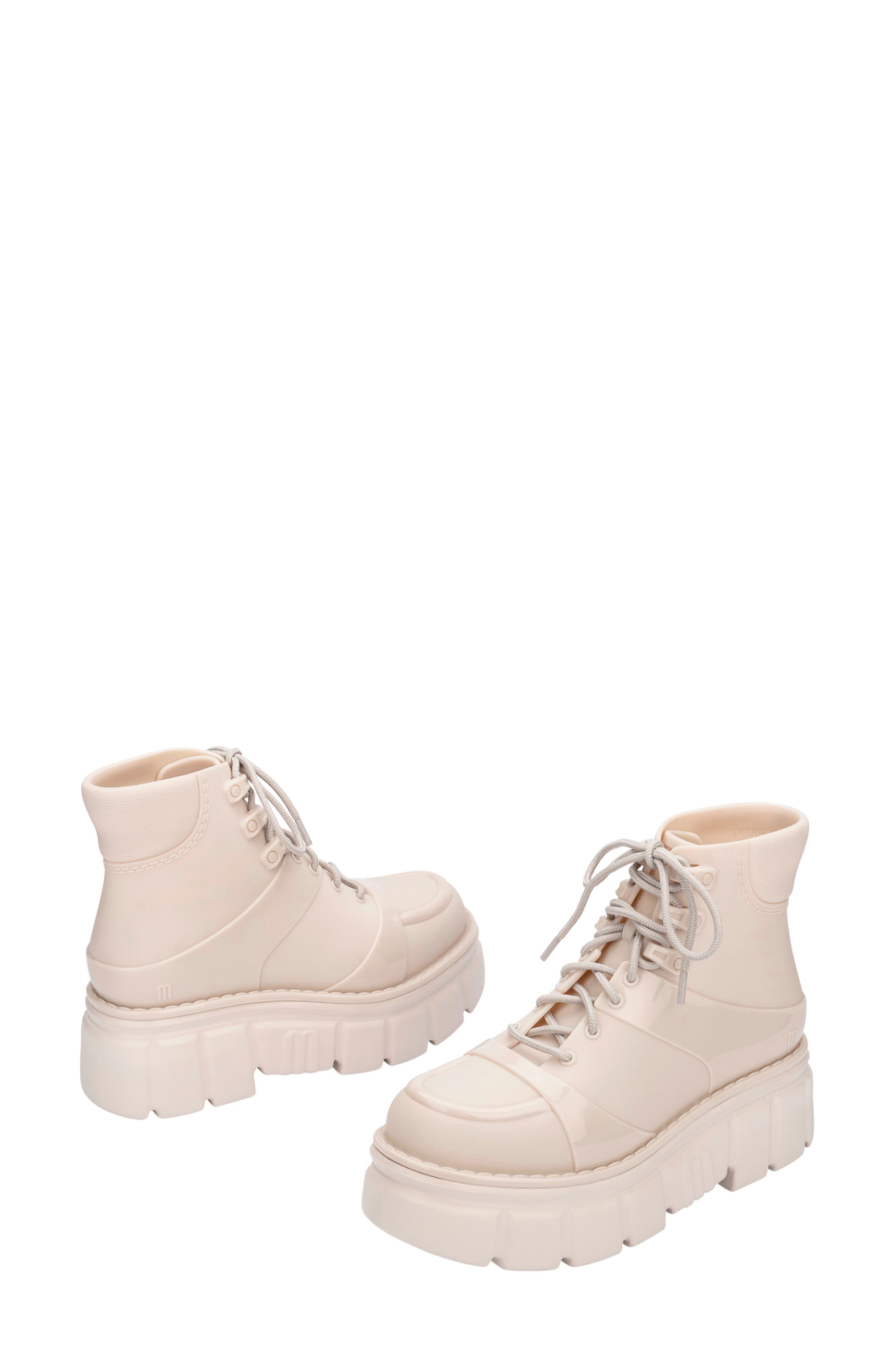 Melissa Rebel Lug Sole Boot, Alternate, color, Beige