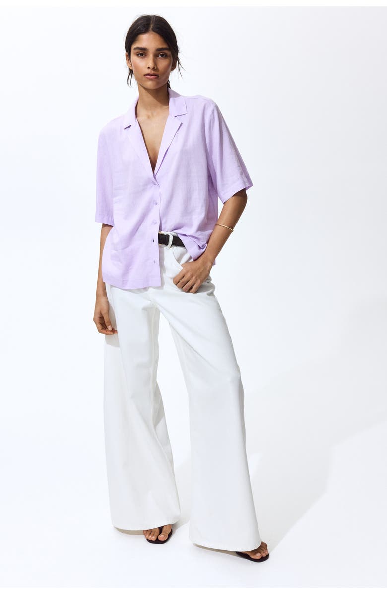 H&M Linen-blend Resort Shirt, Alternate, color, Light Purple
