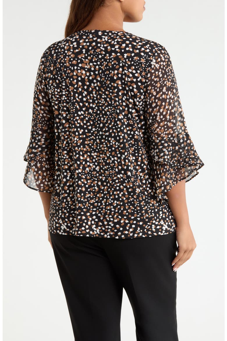 Split Neck Mixed Media Top, Alternate, color, ANNE BLACK/ VICUNA MULTI