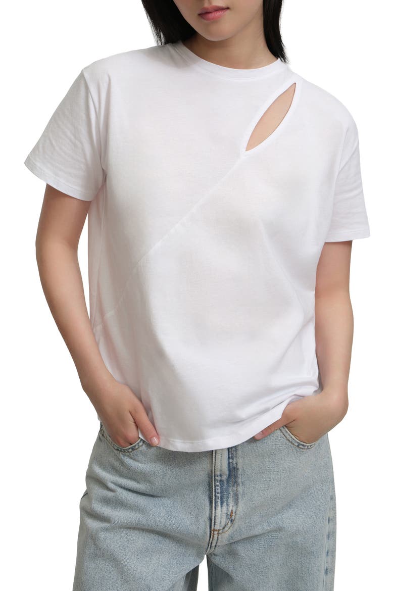 Leonie Cutout Organic Cotton T-Shirt, Main, color, WHITE
