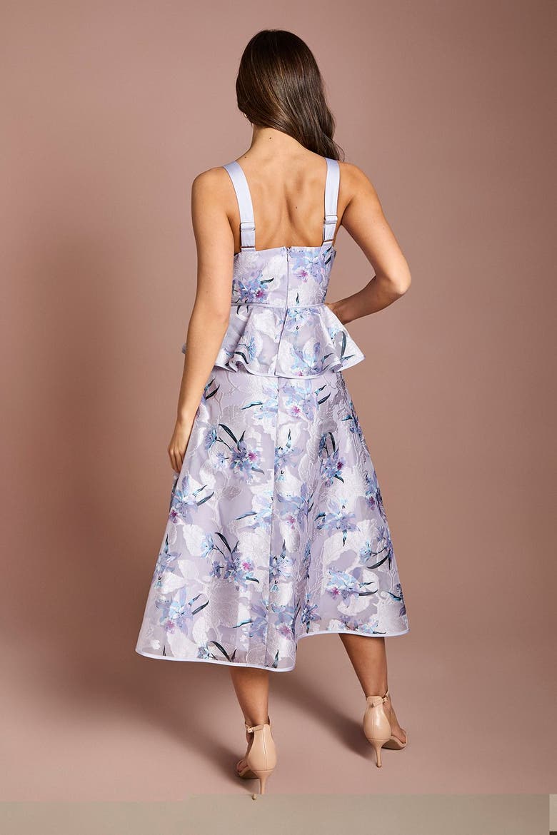 Satin Jacquard Midi Dress, Alternate, color, Lilac