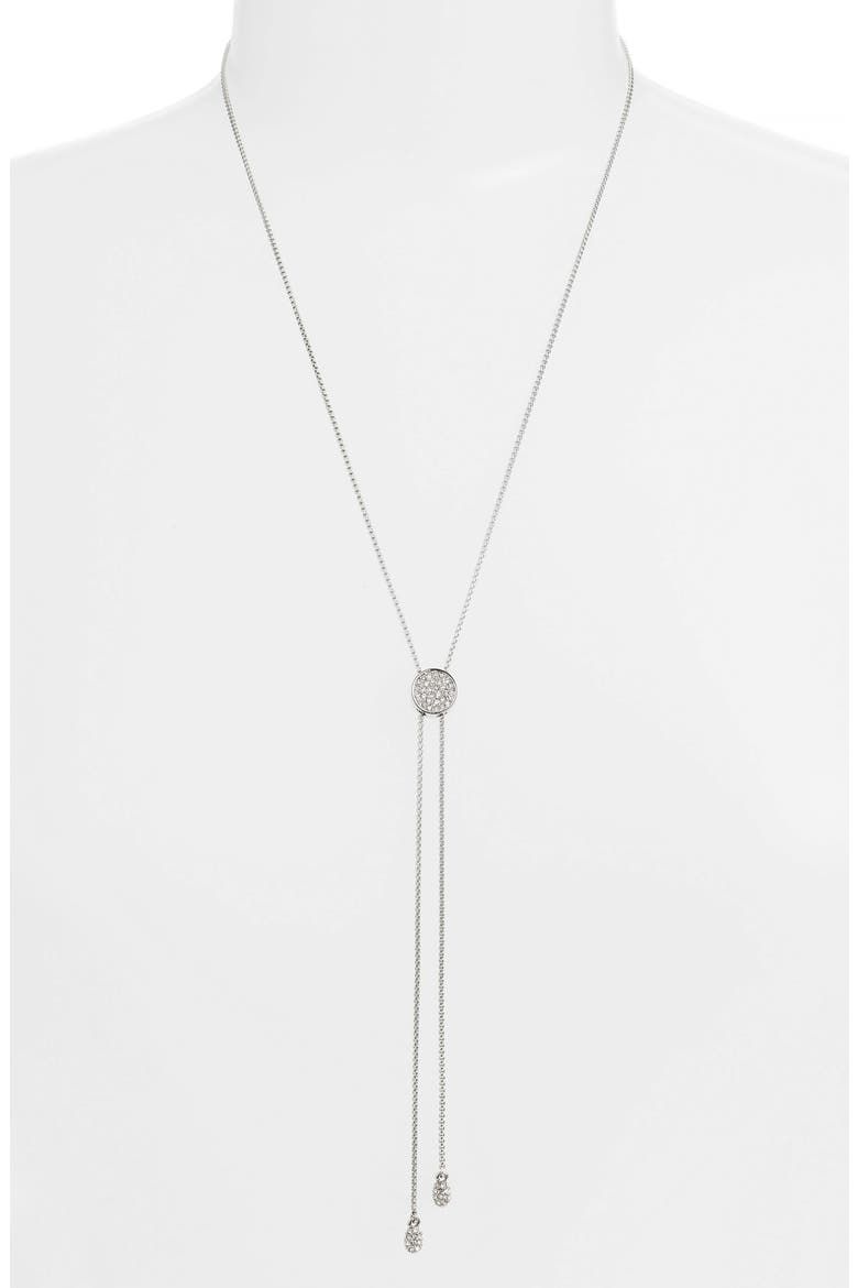 Pavé Slider Necklace, Main, color, SILVER/ CRYSTAL
