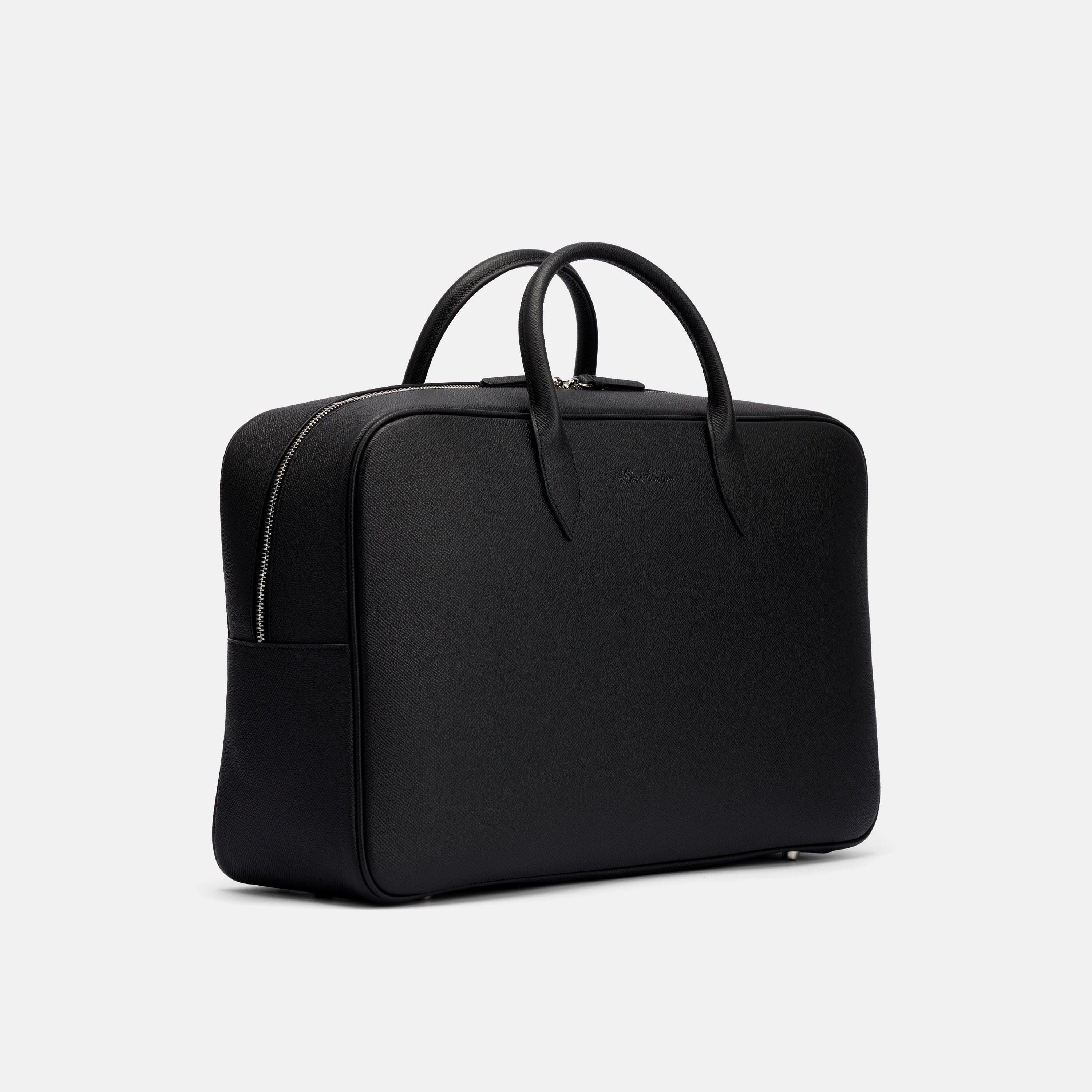 Pebble Calf Leather Briefcase Duffle, Alternate, color, Black