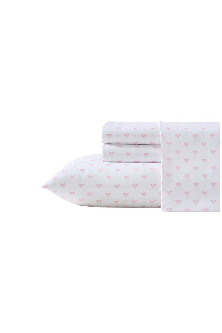 Lovely Bow Print Microfiber Sheet Set, Main, color, LT-PASTEL PINK