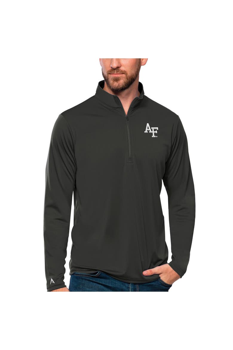 Men's Antigua Charcoal Air Force Falcons Tribute Quarter-Zip Top, Alternate, color, Charcoal