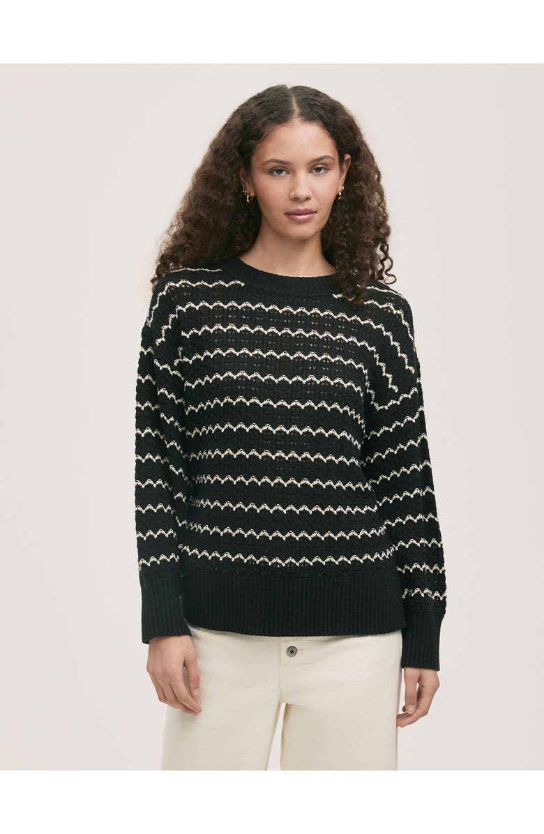 Finery London Sansa Long Sleeve Crochet Sweater, Main, color, Black