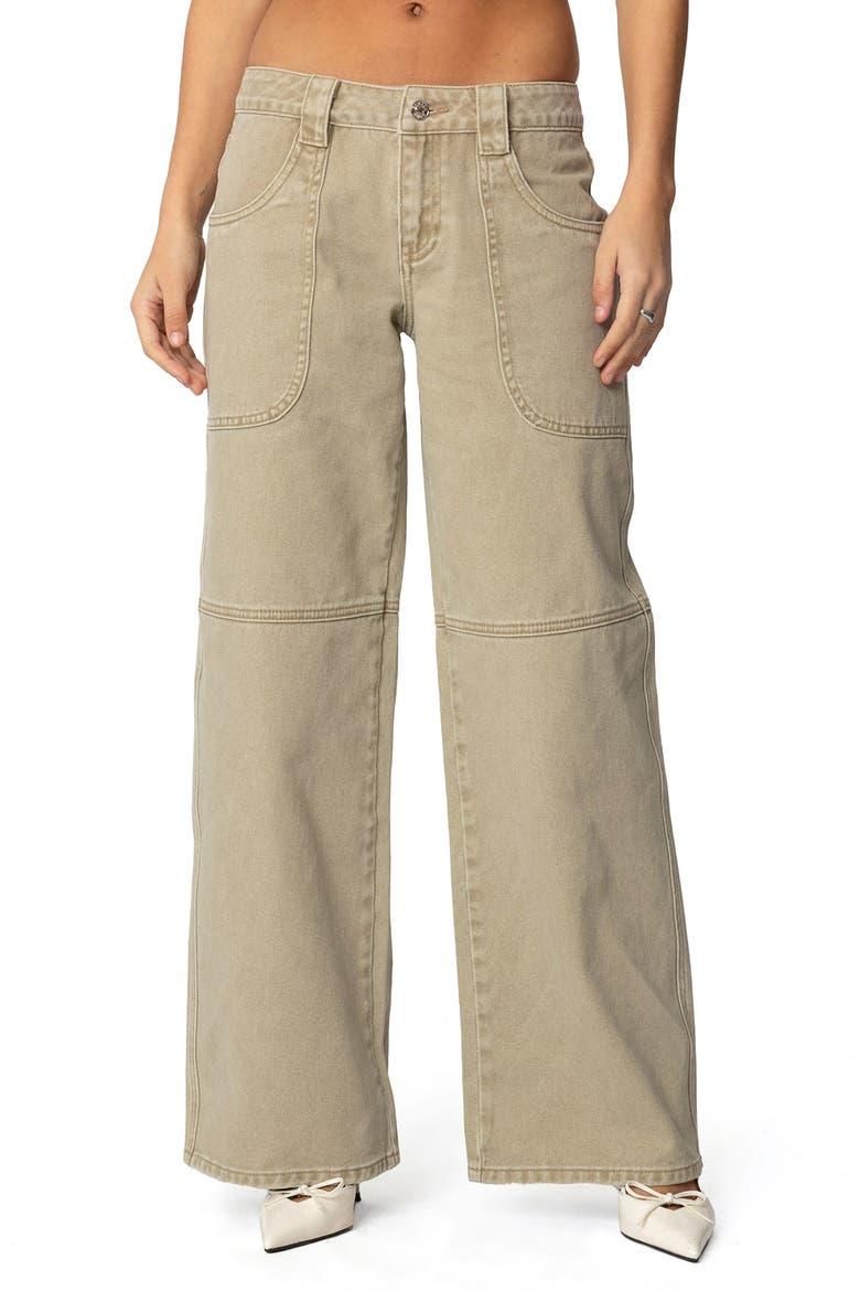Morgan Low Rise Wide Leg Carpenter Jeans, Main, color, LIGHT-BROWN