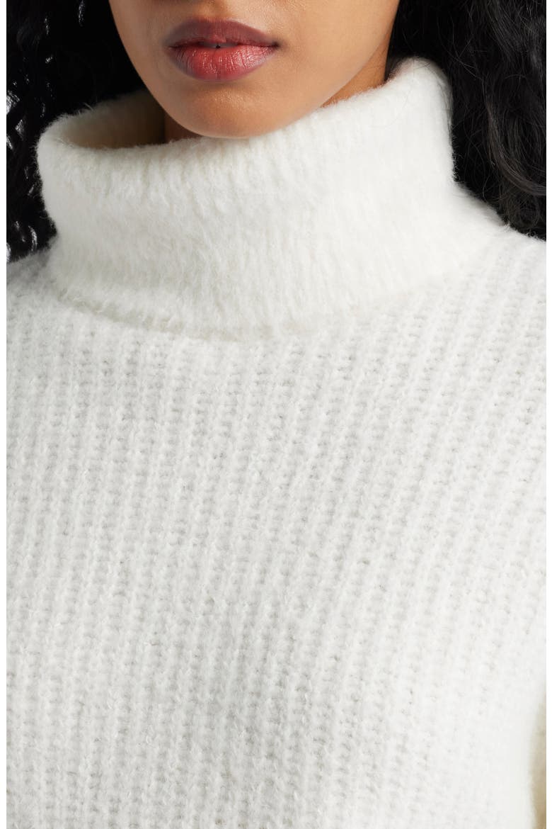 Fuzzy Turtleneck Sweater, Alternate, color, IVORY