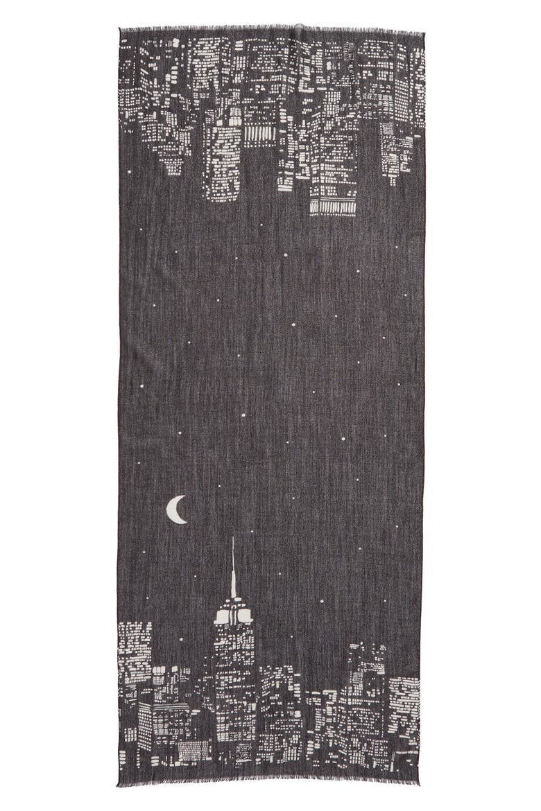 skyline wool blend scarf, Alternate, color, BLACK