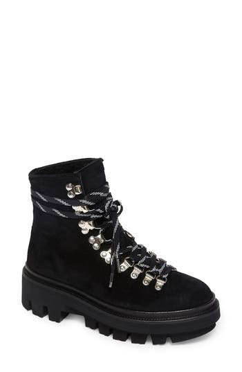 Allsaints Wanda Genuine Shearling Lug Sole Combat Boot