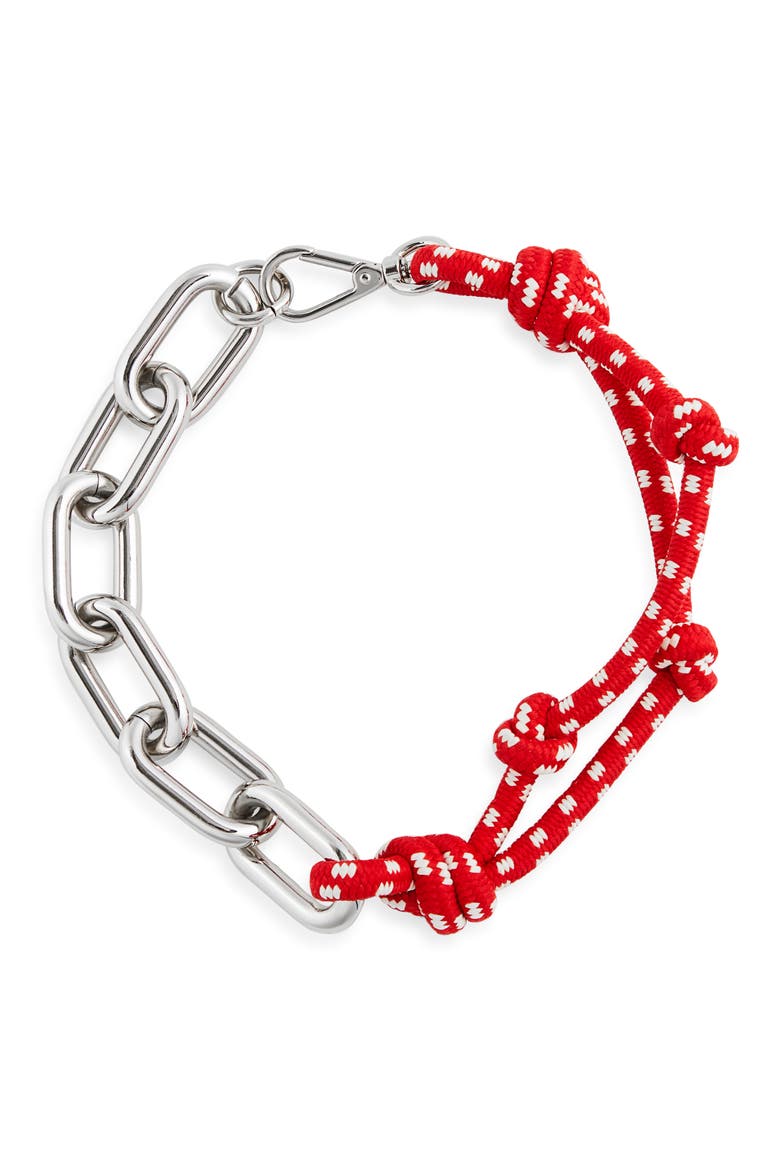Rope & Chain Necklace, Main, color, RED WHITE