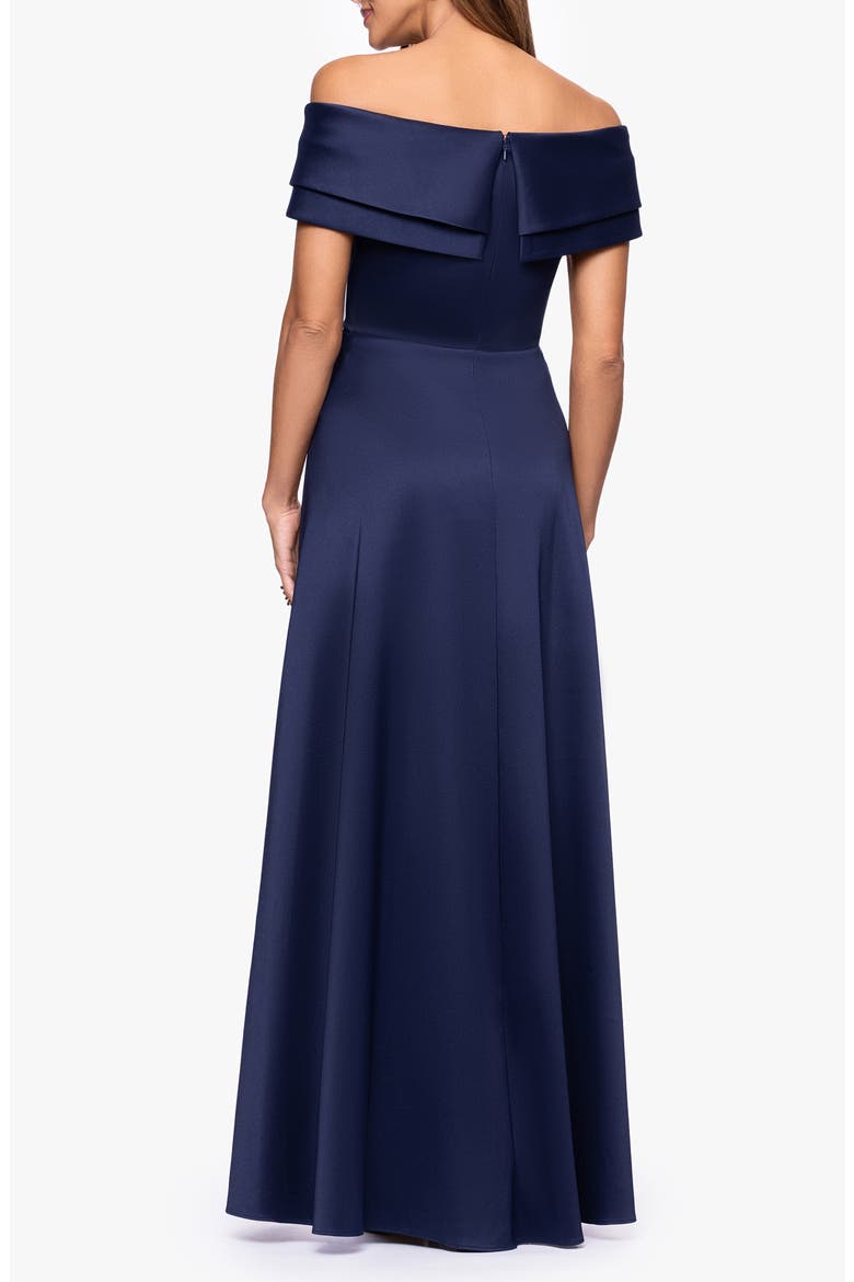 Off the Shoulder Mikado Gown, Alternate, color, NAVY