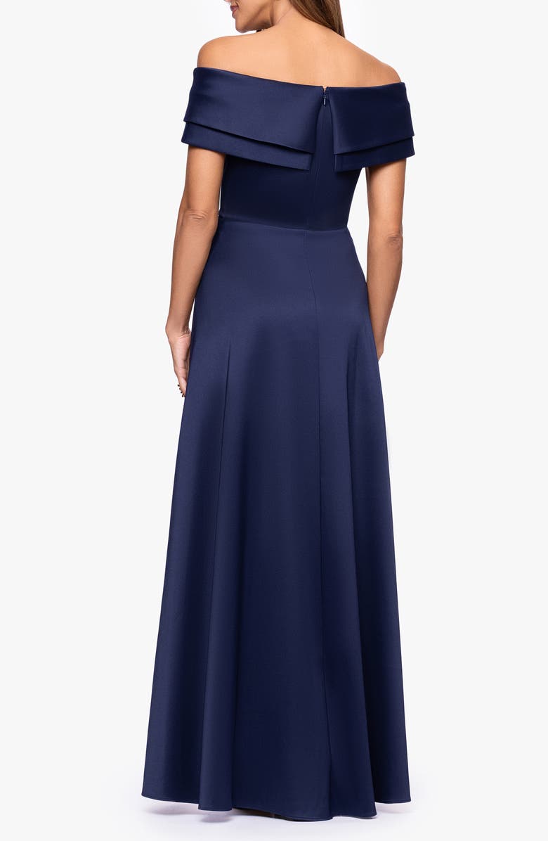 Xscape Evenings Off the Shoulder Mikado Gown, Alternate, color, Navy