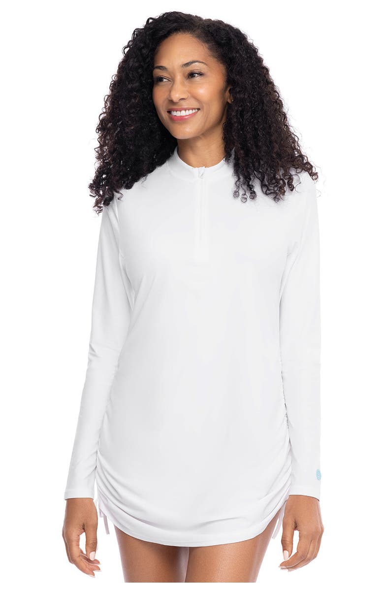 Coolibar Women's Ruche Swim Top - UPF 50+ Sun Protection - Key Biscayne, Main, color, White