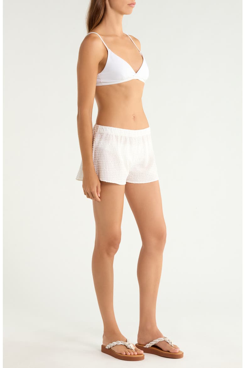 Seersucker Minishorts, Alternate, color, WHITE