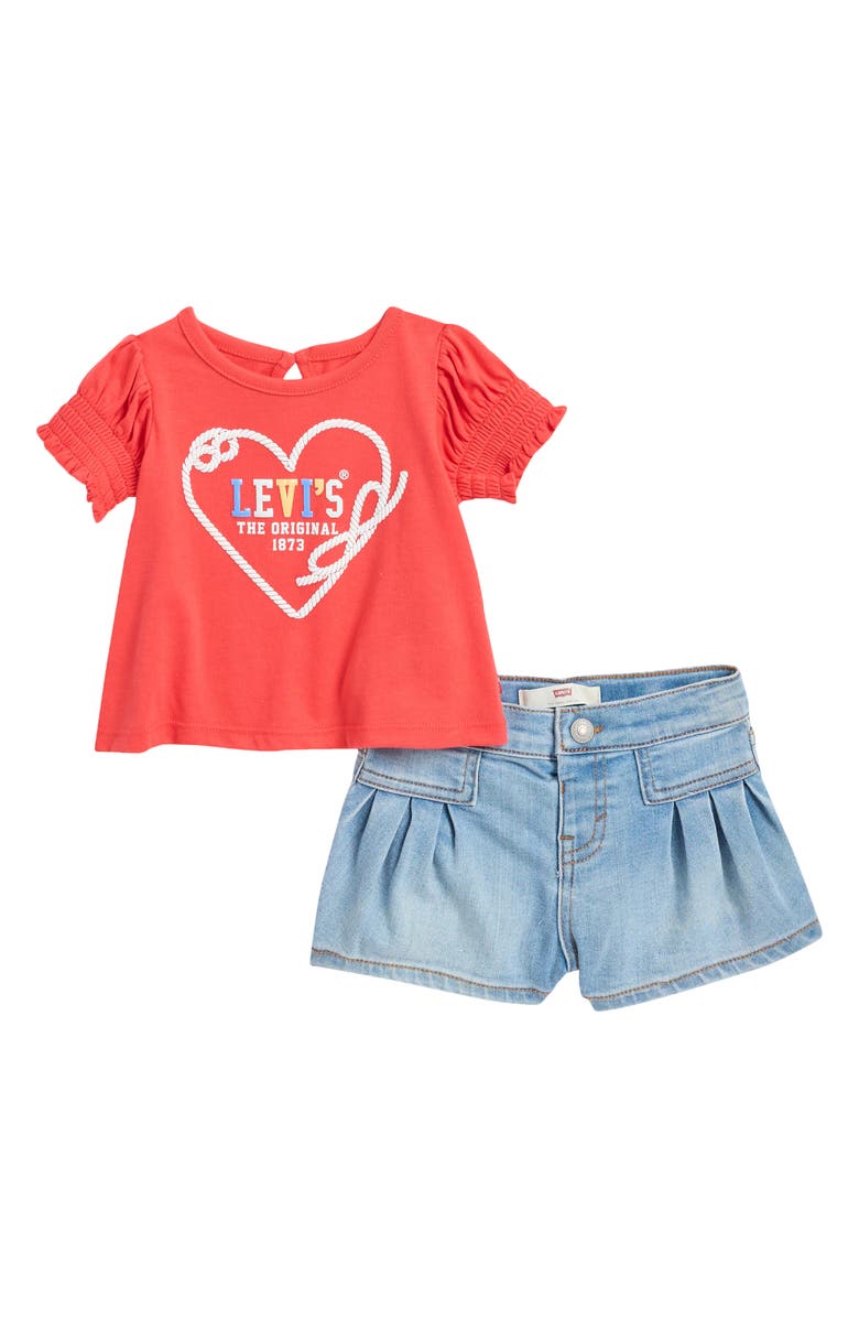Levi's<sup>®</sup> Nautical Heart Graphic T-Shirt & Shorts, Main, color, 