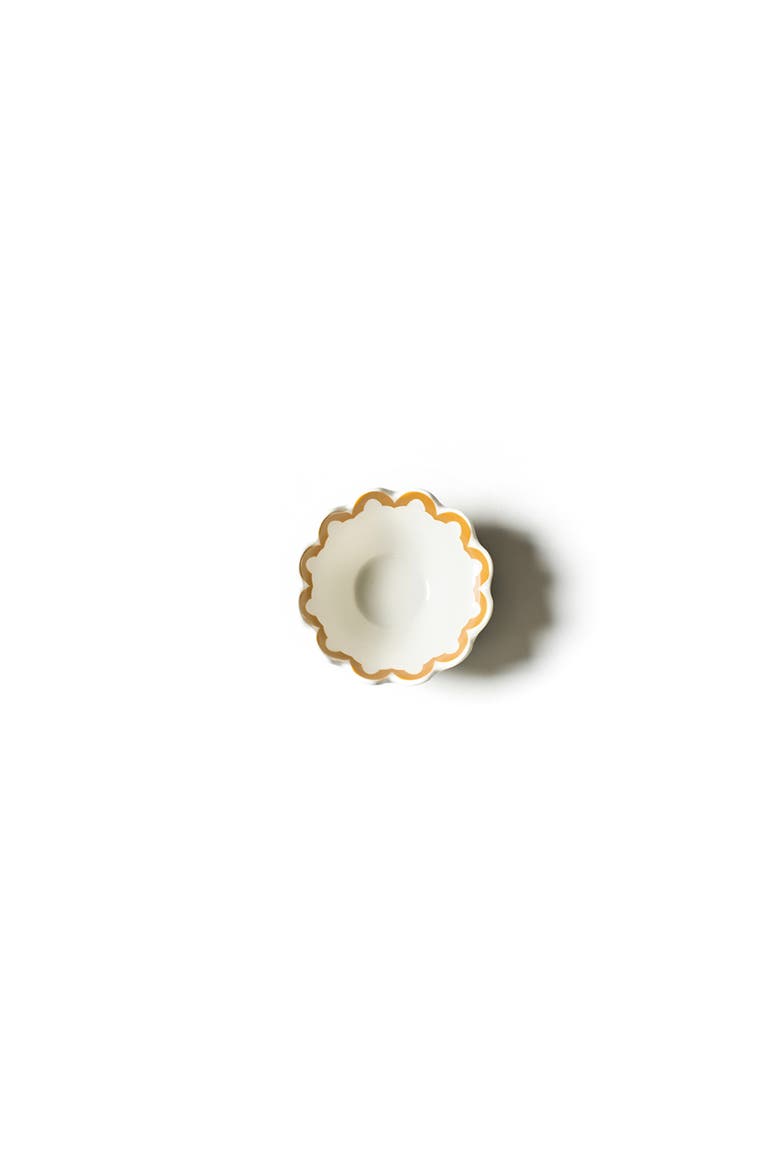 Brass Arabesque Trim Scallop Small Bowl, Alternate, color, Yellow