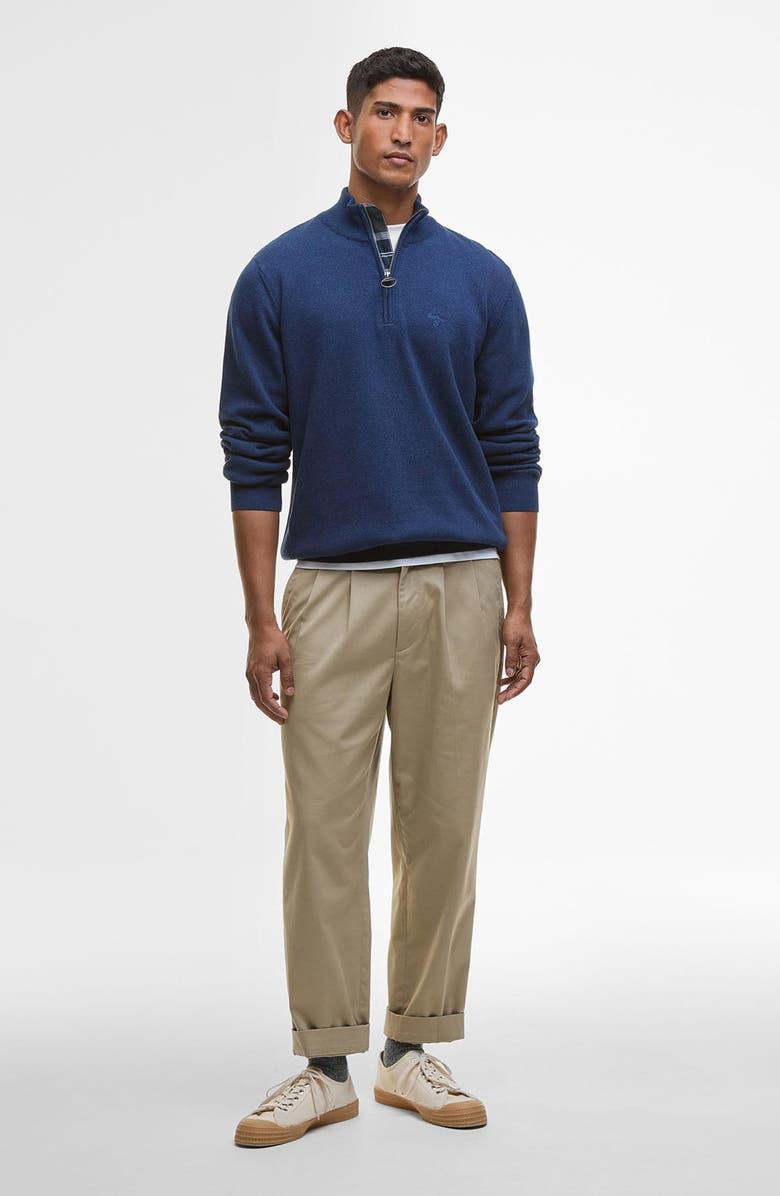 Barbour Cotton Quarter Zip Sweater, Alternate, color, Inky Marled