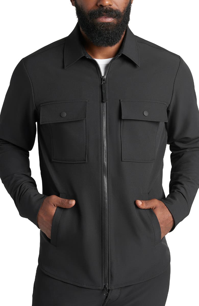 Goodlife Solid Water Repellent Stretch Zip-Up Shirt Jacket, Alternate, color, 