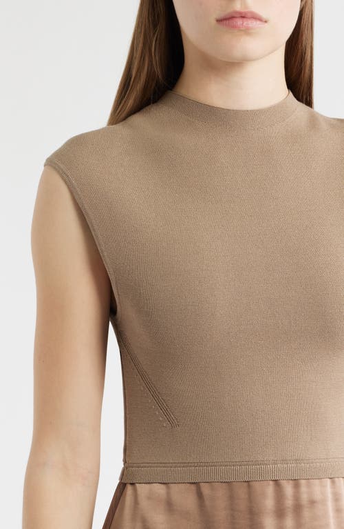Hugo Boss Boss Ferdolini Mixed Media Midi Dress In Brown