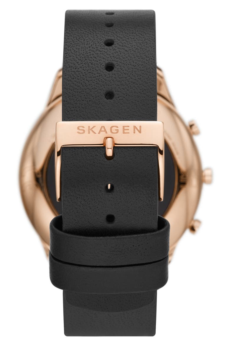 Jorn Hybrid HR Leather Strap Smart Watch, 38mm, Alternate, color, BLACK