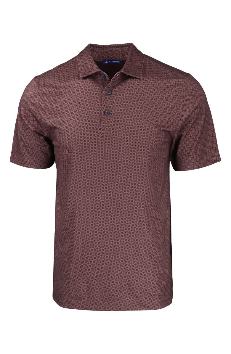 Cutter & Buck Geo Pattern Performance Recycled Polyester Blend Polo, Alternate, color, Bordeaux
