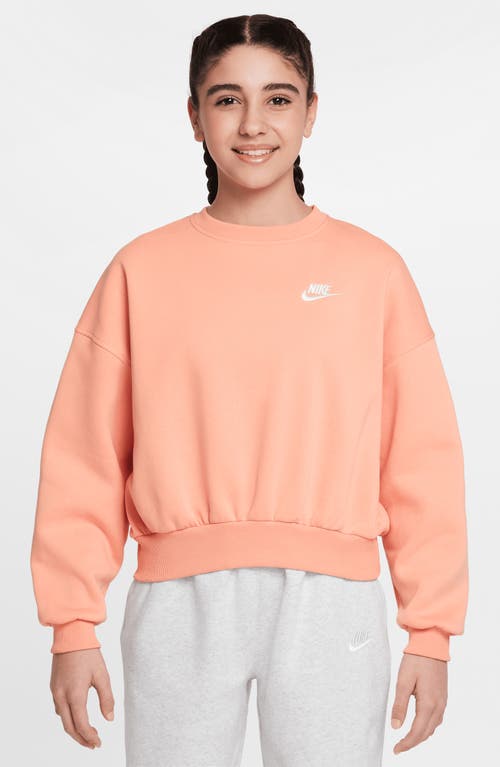Nike Women's  Sportswear Club Fleece Girls' Boxy Crew-neck Sweatshirt In Orange